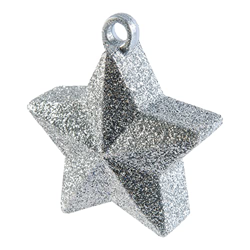 Silver Glitter Star Balloon Weights 170g/6oz von amscan
