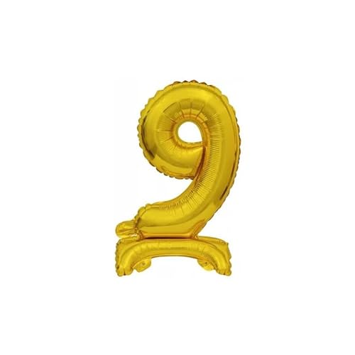 Stehballon * Zahl 9 - Goldfarben * als Deko für Geburtstag und Party | 38cm, für Luft | Zahlen Kindergeburtstag Partydeko Ballon Luftballon von amscan