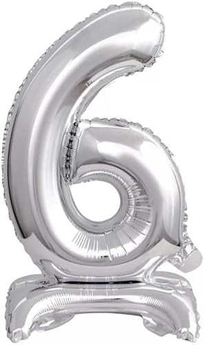 Stehballons * Gold + Silber * von Zahl 0 bis 9 als Deko für Geburtstag und Party | 38cm, für Luft | Zahlen Kindergeburtstag Partydeko Ballon Luftballon, Farbe: Silber, Größen Name: Zahl 6 Stehballons * Gold + Silber * von Zahl 0 bis 9 als Deko für Geburtstag und Party | 38cm, für Luft | Zahlen Kindergeburtstag Partydeko Ballon Luftballon, Farbe: Silber, Größen Name: Zahl 6 von amscan