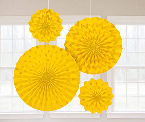 Sunshine Yellow Glitter Paper Fans /4 Sunshine Yellow Glitter Paper Fans /4 von amscan