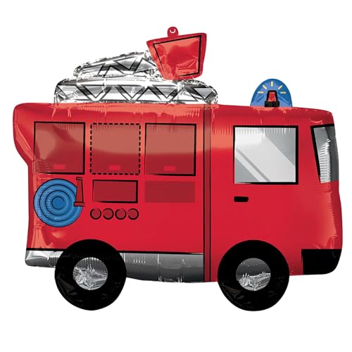 SuperShape Feuerwehrauto Folienballon P35 verpackt 66 cm x 55 cm SuperShape Feuerwehrauto Folienballon P35 verpackt 66 cm x 55 cm von amscan
