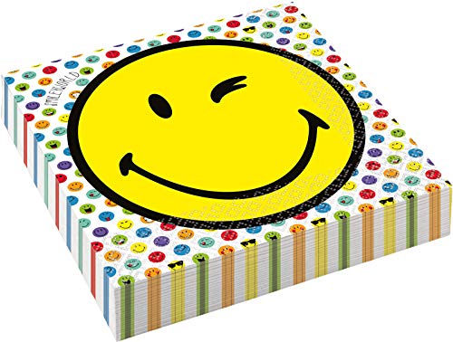 amscan 20 Servietten * Smiley World 2 * für Kindergeburtstag und Party | Papierservietten Napkins Emojis Comic Smily Kinder Geburtstag von amscan