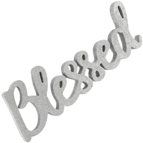 amscan 242632 Glitzerndes silberfarbenes Buchstabenschild Blessed, 1 Stück, Silber, 4.5 X 13.75 Inches von amscan