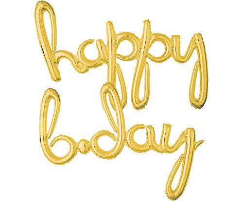 Amscan 3793711 - Script Wort: `Happy Bday` Gold, Luftballon von amscan