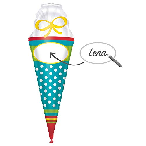 Amscan 3959101 - Super Shape Folienballon Schultüte personalisierbar, Größe 35 x 111 cm, Heliumballon, 1. Schultag, Schulanfang Amscan 3959101 - Super Shape Folienballon Schultüte personalisierbar, Größe 35 x 111 cm, Heliumballon, 1. Schultag, Schulanfang von amscan