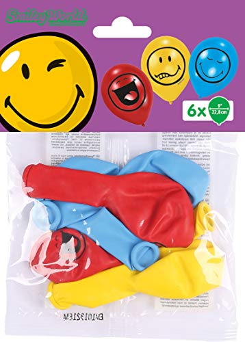 amscan 450296 6 Latexballons Smiley Express Yourself, Blau/Rot/Gelb von amscan