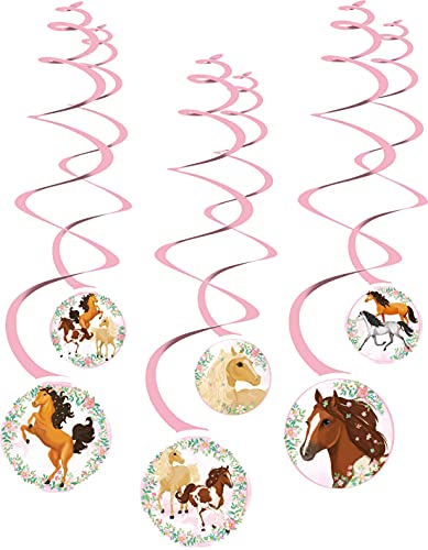 amscan 6-teiliges Swirl-Decken-Deko-Set * Beautiful Horses * für Kindergeburtstag und Pferde-Mottoparty | Deckendeko Raumdeko Deckenhängern von amscan