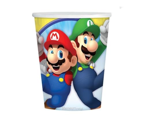 amscan 8 Becher Super Mario Papier 250 ml von amscan