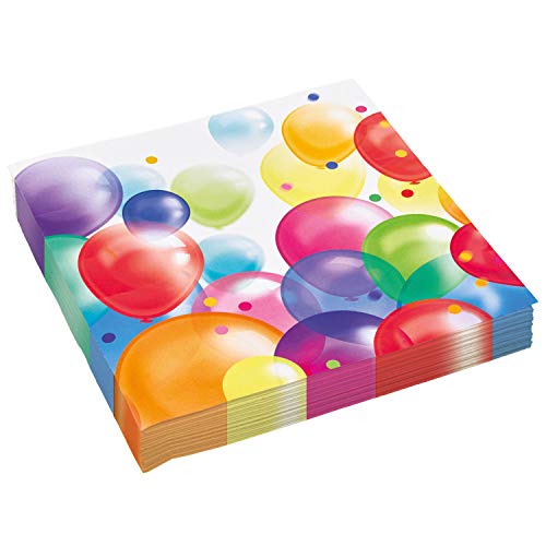 Amscan 9904392 - Servietten Balloons, 20 Stück, 33 x 33 cm, Happy Birthday, Geburtstag, Party von amscan