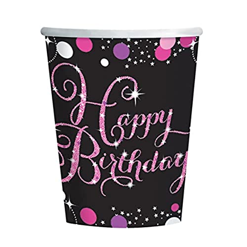 amscan 9900573-66 Becher 266 ml Pink Celeb H Bday, Rose von amscan