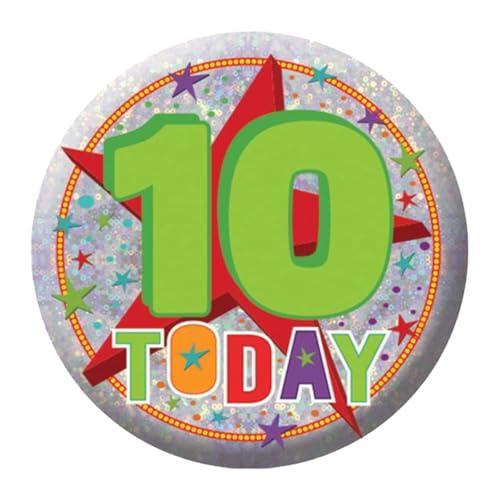 amscan 9900830 Holografische Anstecknadeln zum 10. Geburtstag, 5,5 cm, 1 Stück, Mehrfarbig, S amscan 9900830 Holografische Anstecknadeln zum 10. Geburtstag, 5,5 cm, 1 Stück, Mehrfarbig, S von amscan