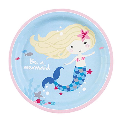 Amscan 9903030 - Teller Be a Mermaid, 8 Stück, Papier, rund, Durchmesser circa 23 cm, Meerjungfrau, Partygeschirr Amscan 9903030 - Teller Be a Mermaid, 8 Stück, Papier, rund, Durchmesser circa 23 cm, Meerjungfrau, Partygeschirr von amscan