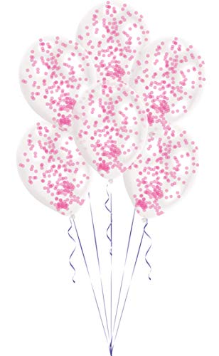 Amscan 9903279 - Latexballons mit Konfetti-Füllung, 6 Stück, Rosa, Geburtstag, Luftballon von amscan