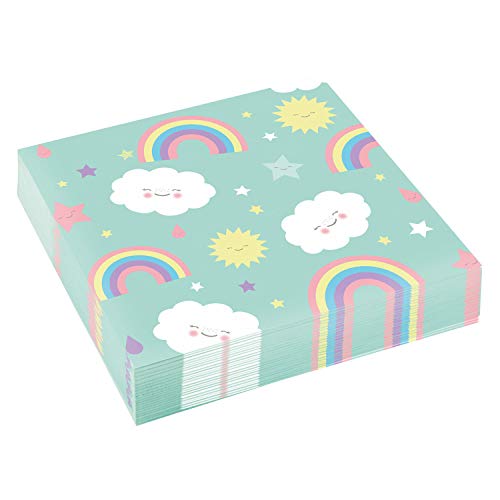 Amscan 9904302 - Servietten Rainbow & Cloud, 20 Stück, 33 x 33 cm, Regenbogen, Wolken, Partygeschirr von amscan