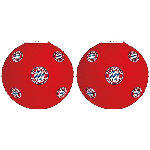 amscan 9906517 - FC Bayern München Lampion, 1 Stück, Größe 20 cm, aus Papier, mit Bayernlogo, perfekt als Dekoration für die Fan-Party oder das Fußballfest (Packung mit 2) von amscan