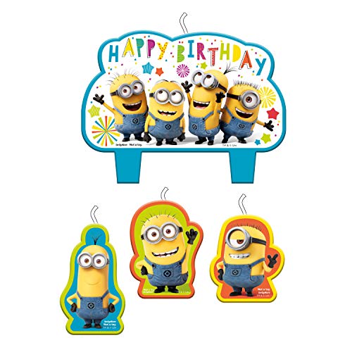 Amscan 9907322 - Mini-Figurenkerzen Despicable Me Minions Happy Birthday, 4 Stück, Kuchenkerzen von amscan