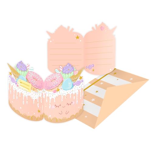amscan 9916950 Einladungen und Umschläge aus Crazy Cake-Papier 8er-Pack, Mehrfarbig von amscan