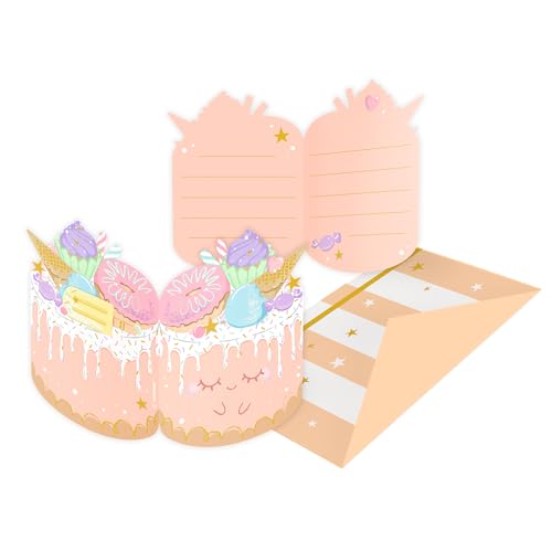 amscan 9916950 - Einladungen und Umschläge aus Crazy Cake-Papier 8er-Pack von amscan