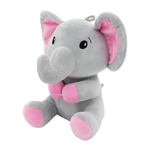 amscan Ballongewicht Plüschtier Elefant m. rosa Ohren mit Schlaufe, 21 cm, 170 g - 2-in-1 Luftballon-Beschwerer für Heliumballons - Geeignet für Party, Geburtstag & Dekoration von amscan