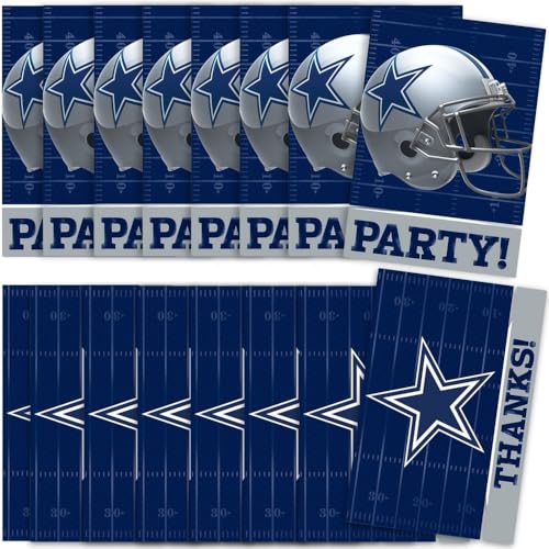 amscan Dallas Cowboys Einladungs- und Dankeskarten-Set, 9,5 x 14 cm, mehrfarbig, 8 Stück von amscan