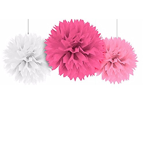 Amscan 181045 - Fluffy Dekobälle zum Aufhängen, Rosa, Pink, Weiß, 3 Stück, circa 40,6 cm, Papier, Hängedekoration Amscan 181045 - Fluffy Dekobälle zum Aufhängen, Rosa, Pink, Weiß, 3 Stück, circa 40,6 cm, Papier, Hängedekoration von amscan