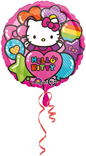 Amscan 2944463 - Standard Folienballon Hello Kitty Regenbogen, Durchmesser 43 cm, Luftballon, Heliumballon, Kindergeburtstag von Anagram