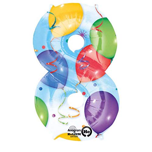 Amscan Folienballon Zahl 8 Balloon Party, Silber von amscan