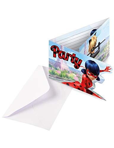 amscan Generique - Ladybug-Einladungskarten mit Briefumschlag 6 Stück bunt von amscan