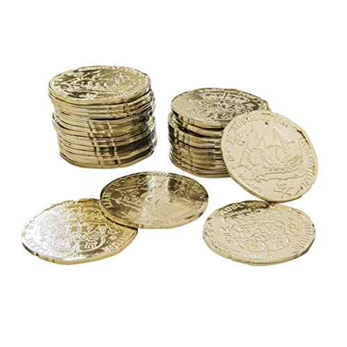 Amscan INT399879 - 72 Münzen Pirates Map Plastik 3,3 x 3,3 cm, Mitgebsel von amscan