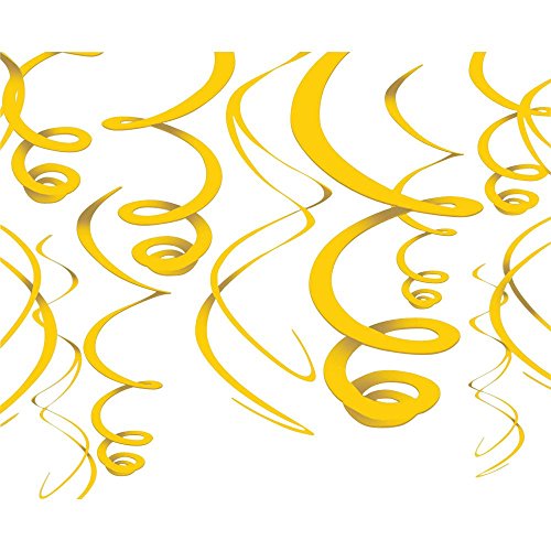 NEU Deko Girlande Swirls, gelb, 12 Stück, 55cm von amscan