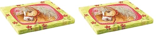 amscan Pferde Servietten (20 Stück), grün/pink (Packung mit 2) von amscan