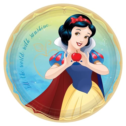 Amscan Enchanting Disney Princess Snow White Runde Pappteller – 22,9 cm (8 Stück) – lebendiges mehrfarbiges Design – perfekt für magische Themenpartys, Geburtstage und Feiern von amscan