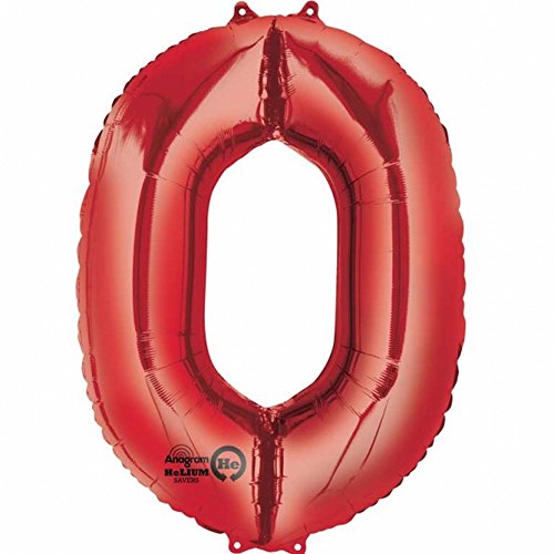 amscan SuperShape Zahl 5 Folienballon – 1 Stück, Mylar-Folie, Rot, 81,3 cm, 83,8 cm (33 Zoll) von amscan