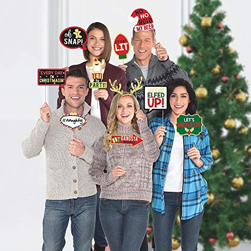 amscan Weihnachts-Foto-Requisiten mit lustigen Wortschildern (13-teilig) – 1 Packung von amscan