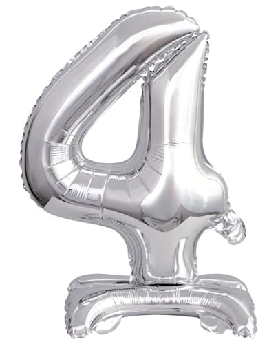 amscan folienballon Nummer 4 stehend 38 cm Silber amscan folienballon Nummer 4 stehend 38 cm Silber von amscan