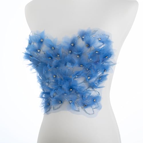 Blauer Schmetterlingsstoff, Strass, Perlen, Spitzenapplikation, 3D-bestickter Blumenstoffaufnäher für Weste, Kleid, handgefertigtes Nähwerkzeug für Taschen, Bastelarbeiten Blauer Schmetterlingsstoff, Strass, Perlen, Spitzenapplikation, 3D-bestickter Blumenstoffaufnäher für Weste, Kleid, handgefertigtes Nähwerkzeug für Taschen, Bastelarbeiten von amusediy