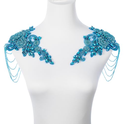 Himmelblaue Strass-Applikation für Kleidung, Schulterklappen, Schulter-Patches, zum Aufnähen, Diamant-Paillettenapplikation für Hochzeitskleid, DIY-Zubehör Himmelblaue Strass-Applikation für Kleidung, Schulterklappen, Schulter-Patches, zum Aufnähen, Diamant-Paillettenapplikation für Hochzeitskleid, DIY-Zubehör von amusediy