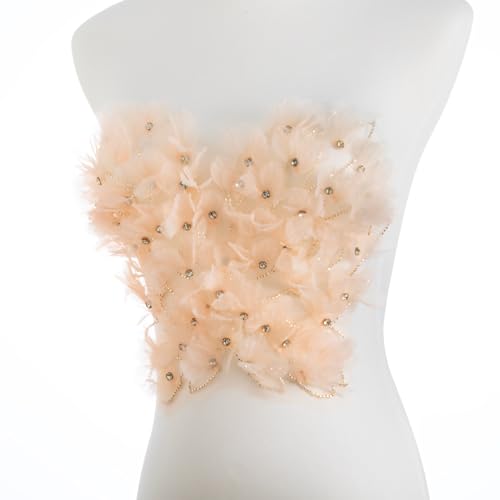 Rosa Schmetterlings-Applikation, Strass, Perlen, Spitzenapplikation, 3D-bestickter Blumenstoff für Weste, Kleid, handgefertigtes Nähwerkzeug für Taschen, Bastelarbeiten von amusediy