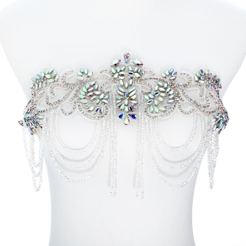 amusediy Transparente AB-Perlen-Strass-Applikation für Kleidung, Schulterklappen, Schulter-Patches, zum Aufnähen, Diamant-Paillettenapplikation für Hochzeitskleid, DIY-Zubehör, Gürtel amusediy Transparente AB-Perlen-Strass-Applikation für Kleidung, Schulterklappen, Schulter-Patches, zum Aufnähen, Diamant-Paillettenapplikation für Hochzeitskleid, DIY-Zubehör, Gürtel von amusediy