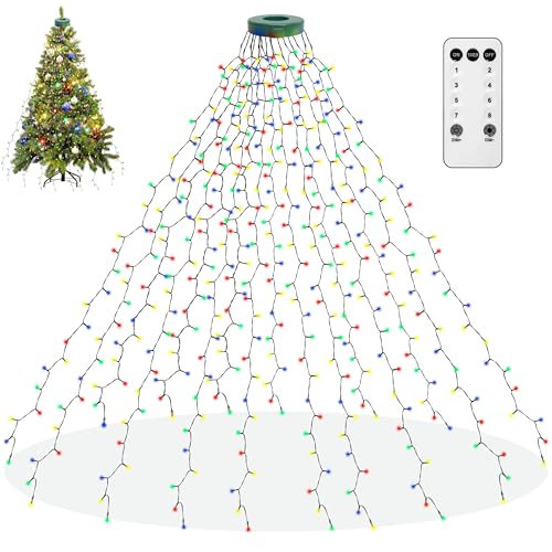 aneeway Weihnachtsbaum Lichterkette mit Ring Bunt 400LED Christbaumbeleuchtung mit 16 Stränge 2m Tannenbaum Lichterketten Weihnachtsbeleuchtung Lichternetz für 150cm-240cm Baum aneeway Weihnachtsbaum Lichterkette mit Ring Bunt 400LED Christbaumbeleuchtung mit 16 Stränge 2m Tannenbaum Lichterketten Weihnachtsbeleuchtung Lichternetz für 150cm-240cm Baum von aneeway