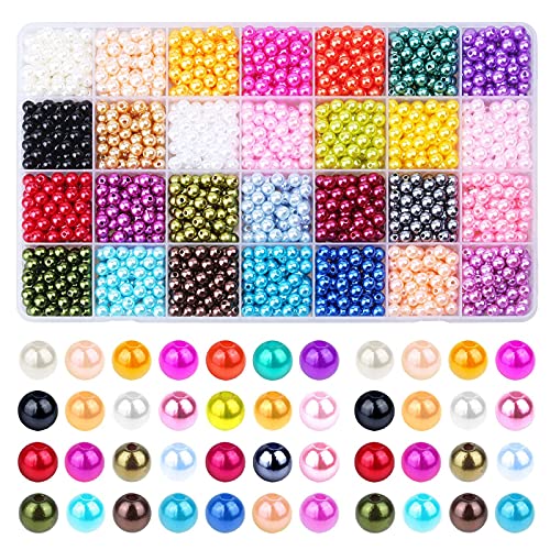 1960PCS Perlen, 6mm 28 Farben Multicolor lose Perlen für Handwerk mit Löchern für die Schmuckherstellung, kleine Füllstoff Perlen für die Herstellung von Armband Halskette Ohrringe von anezus