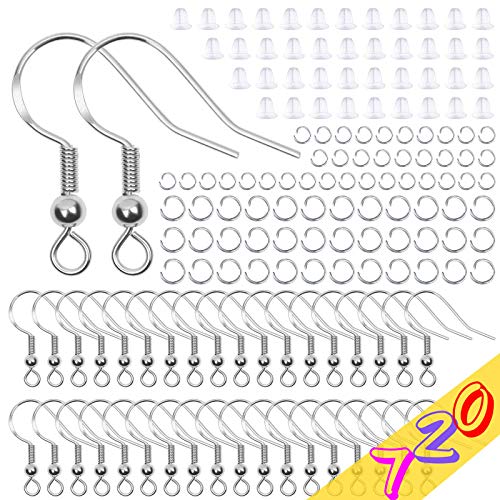 anezus Hypoallergenes Ohrring-Haken-Set, Anezus 720-teiliges Ohrring-Bastelset mit hypoallergenen Ohrring-Haken, Ohrring-Verschlüssen und Biegeringen für die Herstellung und Reparatur von Ohrringen von anezus