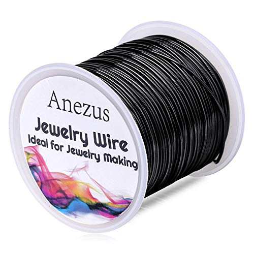 Schmuckdraht für Schmuckherstellung, Anezus Basteldraht, anlaufgeschützt, Kupfer, Perlendraht für Schmuckherstellung und Handwerk (1mm, Black) von anezus