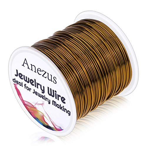 Schmuckdraht für Schmuckherstellung, Anezus Basteldraht, anlaufgeschützt, Kupfer, Perlendraht für Schmuckherstellung und Handwerk (0.8mm, Antik-Bronze) von anezus