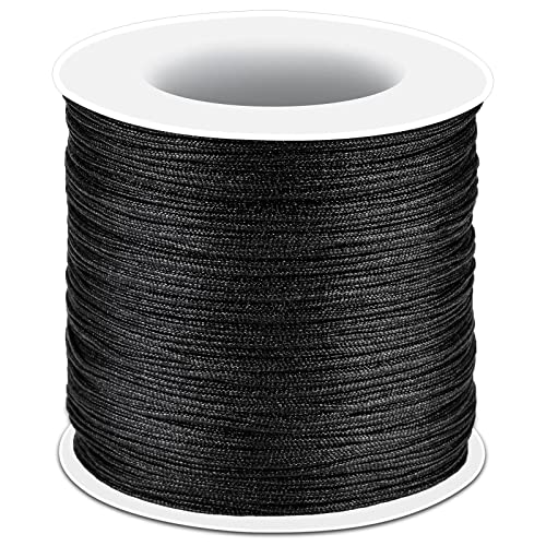 Schwarze Nylonschnur, Anezus 0,8 mm Nylonfaden, chinesische Knotenschnur Tarred Twine Outdoor Schnur für geflochtene Armbänder, Perlenstickerei, Halsketten, MakrameeHandwerk, Windspiel, Jalousien, von anezus