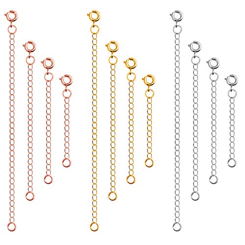 Schmuckverlängerungen für Halsketten, Anezus 12pcs Halskettenverlängerungen, Kettenverlängerungen für Halsketten, Armbänder und Schmuckherstellung (verschiedene Größen und Farben) von anezus