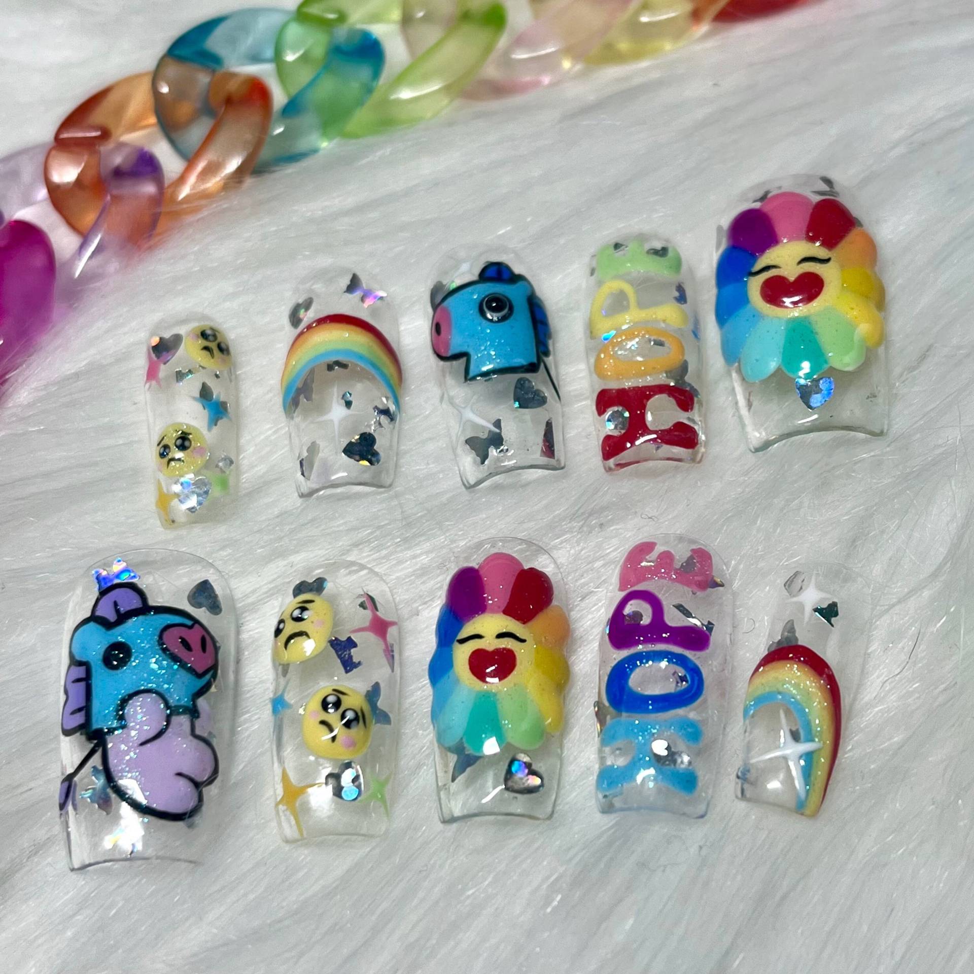 Hobicore Hope World By Jhope Bts Konzert Rainbow Press On Nails - Abschlussball 2024 Abschlussgeschenk von anjsnails