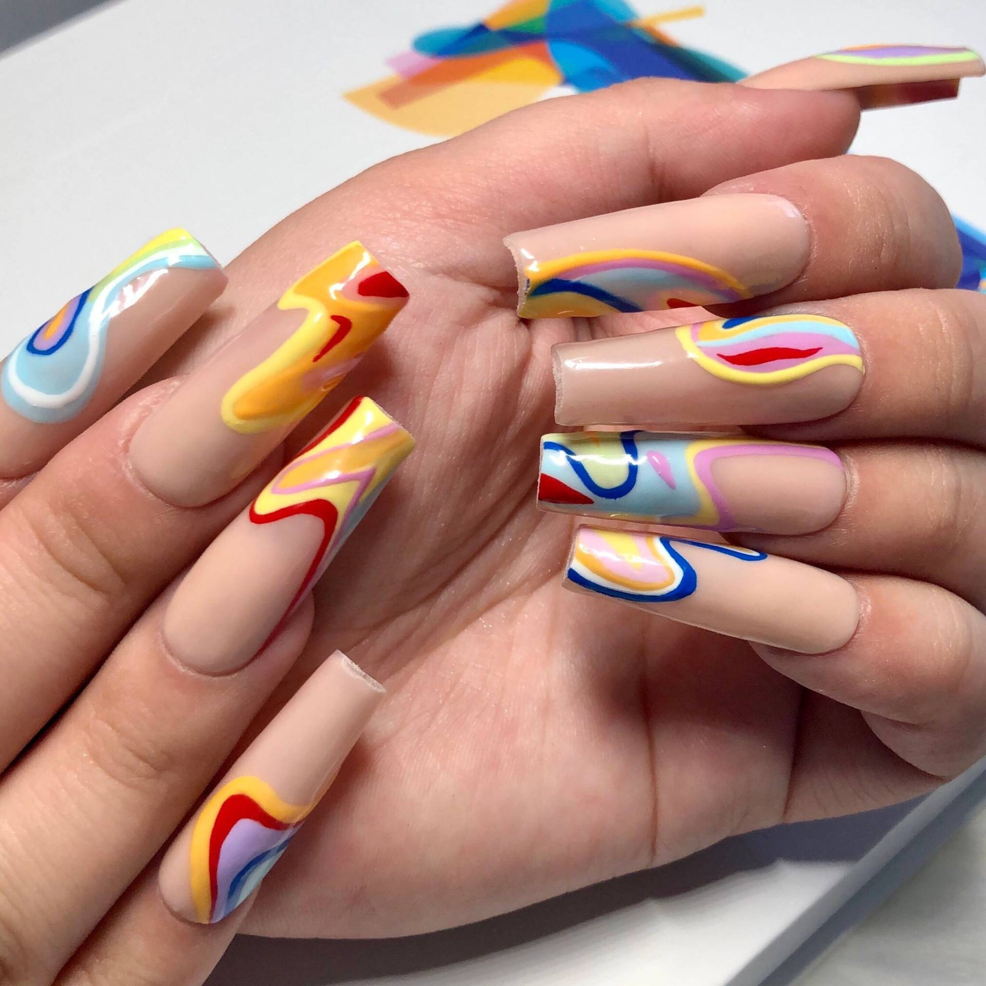 Langer Sarg Regenbogenwirbel Bts Karte Der Seele Inspiriert Press On Nails - Valentinstag Geschenk 2025 Langer Sarg Regenbogenwirbel Bts Karte Der Seele Inspiriert Press On Nails - Valentinstag Geschenk 2025 von anjsnails
