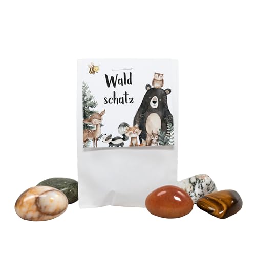 10x Waldschatz • Glücksstein Wald Waldtiere • 2-3cm • Geburtstag Mädchen Junge • Glücksstein für Kinder • Geschenkidee Mitgebsel Glücksbringer Sammelstein Taufe Hochzeit Einschulung (Wald) von annaundfelix