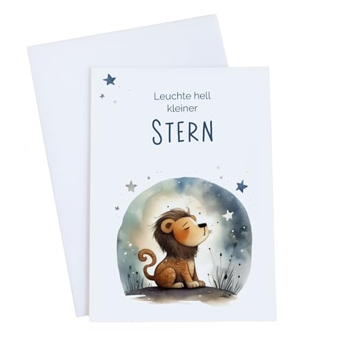 Trauerkarte Sternenkind, Klappkarte mit Umschlag, Löwe Sterne, Junge Mächen, Kondulenzkarte, Beerdigung Beisetzung Trauerkarte Sternenkind, Klappkarte mit Umschlag, Löwe Sterne, Junge Mächen, Kondulenzkarte, Beerdigung Beisetzung von annaundfelix